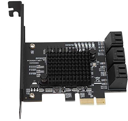 VBESTLIFE Erweiterungskarte, 6-Port SATA 3.0 PCI Express-Karten-Riser-Karte Kompatibel mit SATA6G 3G 1.5G-Festplatte, für Marvell 88SE92xx 109X