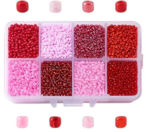 Craftdady 12500pcs 12/0 Glass Seed Beads 2mm Small Pony Beads Red Mixed Colors for Beading DIY Crafting Jewelry Making