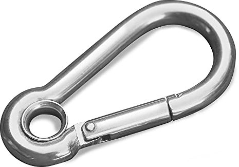 HEAVYTOOL Feuerwehr Karabinerhaken 50mm x 5mm mit Kausche Edelstahl AISI 316 V4A (2 Stück) Karabiner Feuerwehrkarabiner Feuerwehrkarabinerhaken Schnellverschluss
