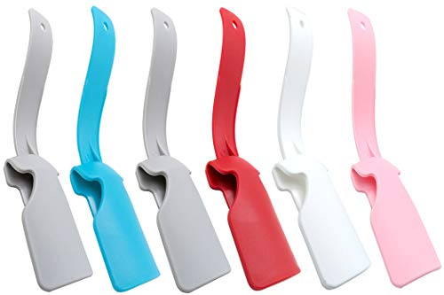 CKANDAY 6 Pieces Lazy Shoe Helper, Portable Plastic Shoe Horn Lifting Helper Easy on/Off Sock Slider Travel Handled Wearing Tool for All Age Adult Kids Men Women Elderly Seniors Disabled, Multicolors
