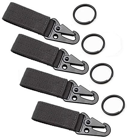 Gancho de Mosquetón,4 PCS Mosquetón de Cinturón Colgante Nailon Táctico Mosquetón Táctico para Colgar Correa de Hebilla para Senderismo Mochila Escalada Llaveros Aire Libre