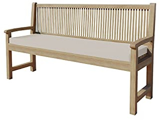 chilly pilley Bankkissen Bankauflage Polsterauflage Reißverschluss mit Schlaufen Kissen für Gartenbank Gartenbankauflage für Gartenmöbel Sitzkissen & Rückenkissen Outdoor (120x40x5, Cremefarbig)