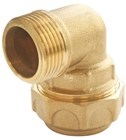 SOMATHERM FOR YOU, Coude laiton pour tube PE Ø32 Mâle 26/34 - Raccord à serrage extérieur - Étanchéité optimale - Résistance à 20 bars - Température max +80°C - Usage eau potable | Changez facilement de direction sur votre tube PE grâce à ce coude plastique, facile à installer.