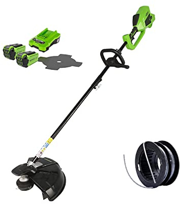 Greenworks Cordless Lawn Trimmer 40V 40cm with Spool, 2X2Ah Battery and Charger