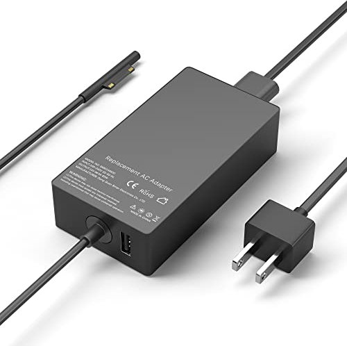 YBRUZRUB 65W Surface Pro Charger Compatible with Microsoft Surface Laptop 2 3, Surface Pro X 11 10 9 8 7 6 5 4 3, Surface Go 2 Go 3, Surface Book 1 2 Microsoft Surface Charger Power Supply Adapter