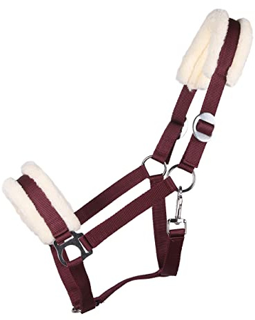 ARBO-INOX Halfter mit Kunstfell Schiebeschnalle beidseitig verstellbar (Full WARMBLUT, Bordeaux)