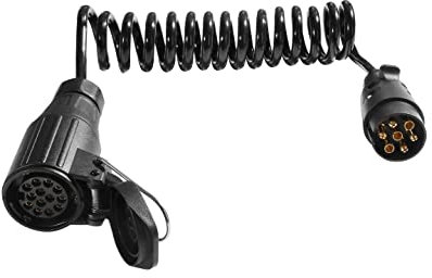 SPARKMOTO 1.8M Anhänger Kabel Verlängerung 7 Polig mit 7 polig stecker 13 polig Steckdose,Spiral adapterkabel 7 auf 13 Polig Auto Anhänger Verbindungskabel für Wohnwagen KFZ RV Traktor Fahrradträger