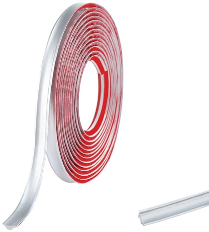 Bordure d'angle autocollante en PVC argenté pour plan de travail, plafond, sol, calfeutrage, plinthe (2,5 m, 12 mm x 6 mm)