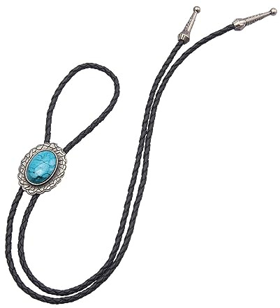 Baoblaze Bolo Tie Collana Western con Corda in Pelle PU Collana Cravatta da Cowboy Fatta a Mano in Pelle PU Occidentale per Banchetto Cosplay di Nozze di Hallo
