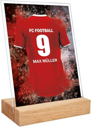 GRAVURZEILE Fußball Bild auf Acrylglas - Fussball Fanartikel Foto Trikot mit Name Nummer & Verein - Personalisierte Geschenke für Männer und Jungen - Geschenk für Ihn - Berlin Trikot - 15 x 20 cm
