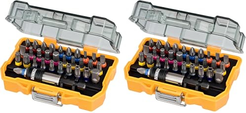 DEWALT 32-tlg. Schrauberbit-Set DT7969 (25 mm Bit-Set mit allen gängigen Schraubkopfprofilen, inkl. Schnellwechsel-Bithalter, Farbcodierung für schnelleres Finden, robuste Aufbewahrungsbox)