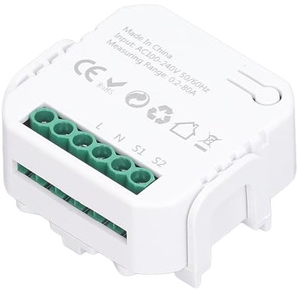 Contador de Energía Inteligente WIFI, Monitor de Consumo Inteligente WIFI Monofásico CA 100-240 V Monitoreo en Tiempo Real Control Remoto para Circuito (BLACK)