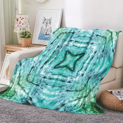 EHOMERY Manta Picnic Playa Cobija De Algodon Manta Algodon Sobrecama Blanca Arte Geométrico Manta Camping Mantas Decorativas Suaves Y Cómodas Verde 150x130cm