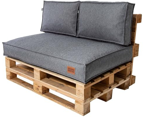 GoldenGroup Gartenset Kissen für Palettenmöbel Leichte Melange - Polsterstoff - Langlebiges und Wasserdichtes Material - Sitzkissen 120cm x 80cm x 15cm, Rückenkissen (2X) 60cm x 40cm x 15cm