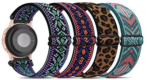 Elastic Nylon Strap 4-Pack: 18mm, 19mm, 20mm, 22mm Quick Release - Compatible with Samsung, Garmin, Fossil, Amazfit, Huawei Watch