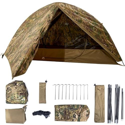 FREE SOLDIER Campingzelt Outdoor Ultraleichtes Einmannzelt In Camouflage, Outdoor-Camping,2 Person Zelt Abenteuer angelzelt einfach aufzubauen und zu tragen moskitoschutz,Wasserdicht