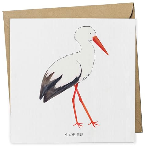 Mr. & Mrs. Panda Glückwunschkarte Storch - Geschenk, Grußkarte, Baby, anlasskarte, Mutter, doppelkarte, Schwanger, Mütter, Klappkarte, Babybauch, faltkarte, Geburt, Lustige Sprüche