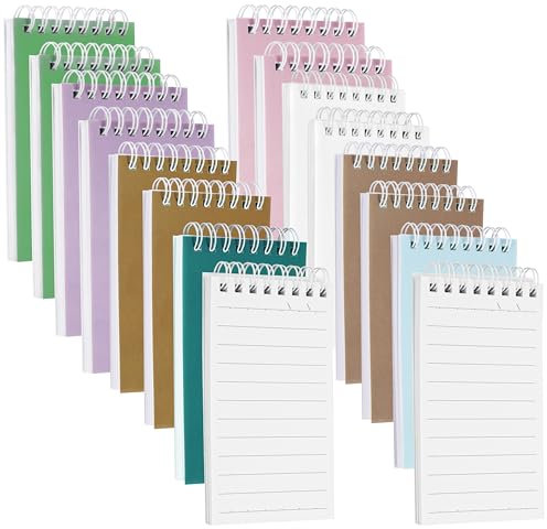 BELLE VOUS 16 Block Notes - Quaderni Piccoli per Appunti con 60 Fogli - Set di Notebook Colorati - Mini Taccuini Righe - 8 Colori - con Rilegatura a Spirale Doppio Filo