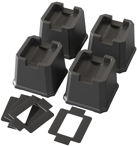 Lutown-Teen 4 Pack Bed Risers 3 Inch Heavy Duty, for Bed with Wheels, Black | Lift by 3, Fit 3.3-7.1cm Casters, Furniture Risers for Sofa, Table, 680kg Capacity, Non-slip Sponge Pads, Bottom Rubber Pads