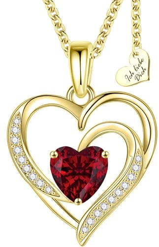 Limana Herzkette Silber 925 Gold vergoldet Halskette Damen Ich Liebe Dich Kette Herz Schmuck Geschenke Frauen Freundin Geburtstag Hochzeitstag Liebesgeschenk rot