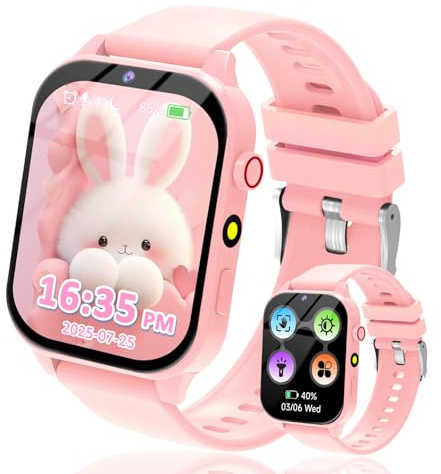 kaacly Kids Smart Watch for Girls Boys Gifts,Smart Watch Kids with 1.83 Inch DIY Face Steps Counter Sleep Monitoring Birthday Gifts Watch for Children 4 5 6 7 8+ (Pink)