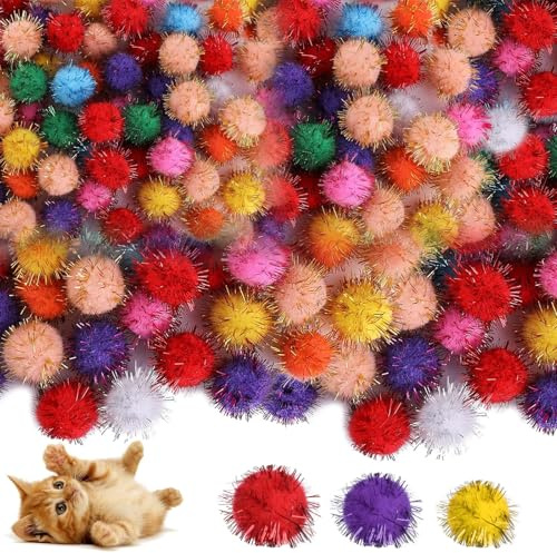 200 Stück Pompons zum Basteln, 1/1.5/2cm Pompoms für Handwerk, Filzkugeln Bunt, Mini Bommel, Glitter Pompom Maker, Mini Pompons zum Basteln, für Lustige DIY Handwerk, Dekorationen