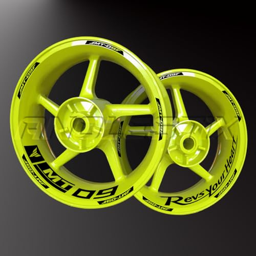 Adesivi riflettenti in vinile per bordo di cerchi da moto, adesivi kit per Yamaha MT09 MT-09, strisce cerchione moto completo per 2 ruote cerchi da 17 (nero lucido)