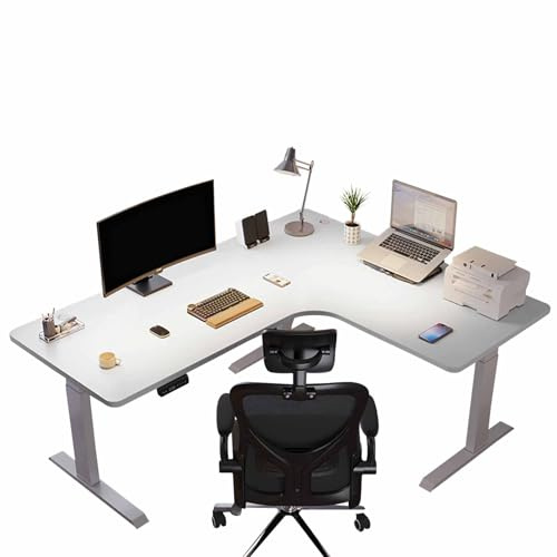 HSSTYLE L-format elektriskt ståbord Höjdjusterbart stående hörnskrivbord Sit Stand Datorbord Hemmakontor Skrivbord Sit Stand,White,140cm/right corner