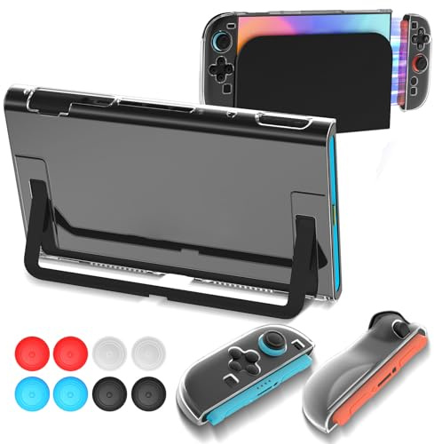 Teyomi Coque Transparente Compatible avec Nintendo Switch 2,Protection pour Nintendo Switch 2 avec 2 Coques Joycon en TPU et 8 poignées de Pouce, résistante aux Chocs, Anti-Rayures,Ergonomie,Dockable