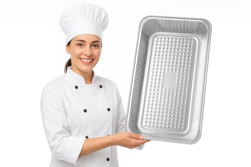 Jokolo Vassoi usa e getta in alluminio ultra resistenti, 500 mm x 300 mm x 80 mm, grandi vassoi per arrostire, cucina, catering, barbecue, feste e conservazione degli alimenti, confezione da 15