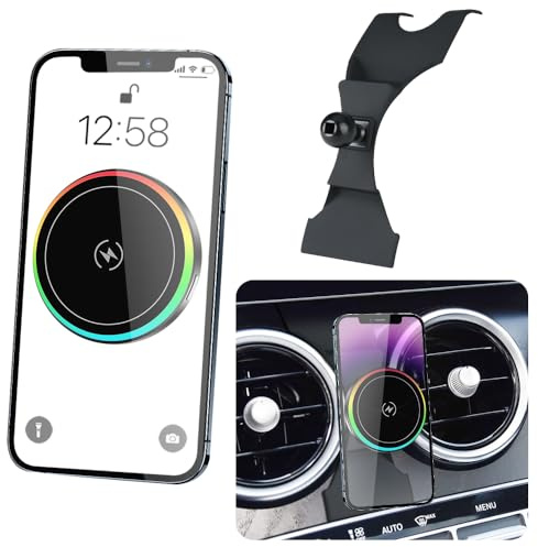LUNQIN Car Magnetic Phone Mount for Mercedes Benz C-Class 2015-2018 and GLC Class 2015-2019 Auto Interior Accessories Best Cellphone Holder Fast 15W Wireless Charger Cell Phones Charging Screen Stand