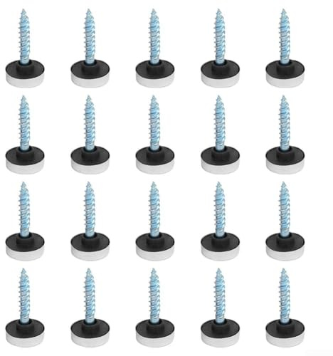 20 Mirror Screws with Chrome Finish Stainless Steel, Including Nails, Steel Rings, and Rubber Washers, Suitable for Shower Glass, Mirrors, and Wood Furniture Assembly