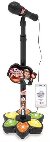 Toddler Microphone with Stand, Music and Colorful Lights Microphone for Kids 3+ with Adjustable Stand Black, DecoracióN Del Hogar