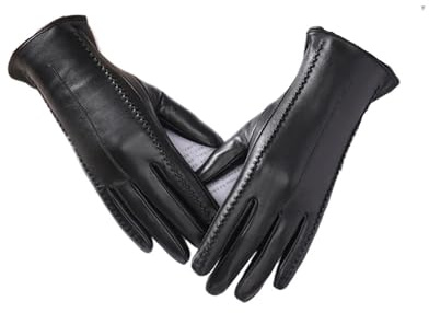 CNYUON Damen-Lederhandschuhe mit dünnem Seidenfutter, ideal for Outdoor-Aktivitäten wie Radfahren und Autofahren, Frühling Herbst
