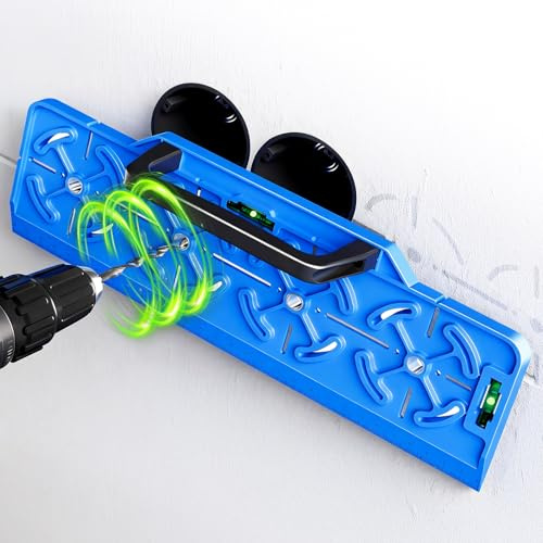 Bohrschablone für Steckdosen & Unterputzdosen mit Wasserwaage, 30cm Lineal und Griff, Schalterdosen mit 71mm Abstand für Elektroinstallation Rohbau Trockenbau Elektriker Heimwerker (Blau)