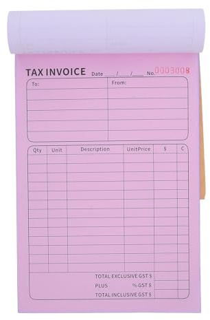 Healvian Carnet de Reçus Commerciaux en 2 Exemplaires, 100 Pages, Format A5, Papier Autocopiant pour Suivi Précis des Commandes, Factures et Gestion D’entreprise, Bloc Factures pour