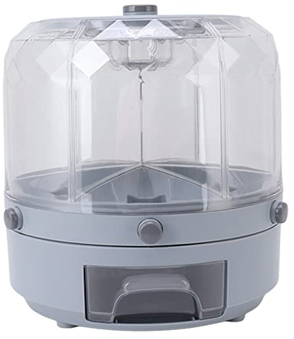 HWGING Dispenser di Riso Rotante, capacità 13,2 Libbre, 6 Griglie Ermetiche, Uscita con un, Contenitore per Alimenti Secchi per Chicchi di Cereali (Grigio)