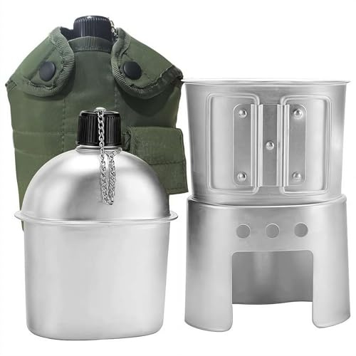 Set di 4 contenitori per mensa militare, per mensa e stufe, kit per mensa e fornelli, in acciaio inox, portatile, per campeggio, escursionismo, sopravvivenza