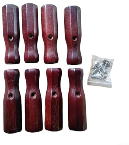 Maniglie per biliardino, 8 pezzi, in legno massello, antiscivolo, estremità per asta di ricambio, adatte per canne da calcio standard da 16 mm di diametro (rosso)
