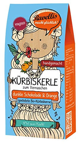 Ravellis Kürbiskerne in dunkler Schokolade mit Orange (80 g) - Bio