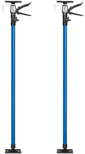 tectake® 2 Puntelli telescopici regolabili 20x8x115cm, Set 2 Pezzi Asta Telescopica fino a 290 cm, Portata 30 kg ciascuno, Piastra di supporto antiscivolo, Supporto Solai, Cartongesso, Edilizia - Blu