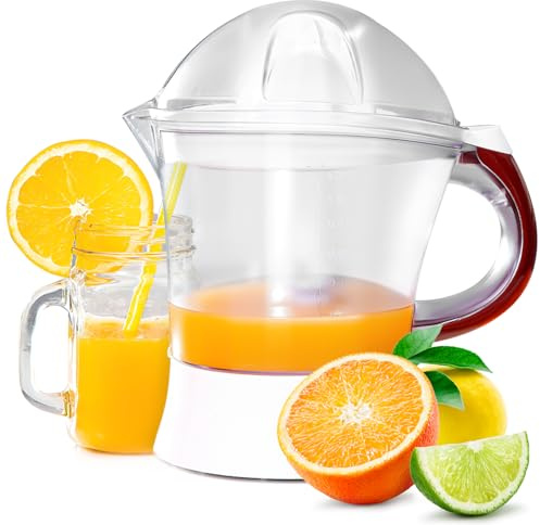 Geepas 25W Electric Citrus Juicer | Lemon Squeezer for Orange Lime Grapefruit | 1.2L Capacity Bi-Directional Twist Dual Cone Auto Start | Quick Fresh Healthy Nutritious Juice Daily | 2 Year Warranty