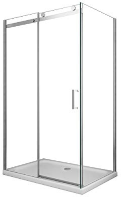 Box Doccia Angolare Reversibile Lusso Parete Fissa e Porta Scorrevole Vetro 8 mm H.190 (80 (77-79,5) x 110 (107,5-109))
