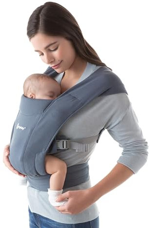 Ergobaby Embrace Babytrage für Neugeborene ab Geburt Extra Weich, Bauchtrage Baby-Tragetasche Ergonomisch, Oxford-Blau, 1 Stück (1er Pack)