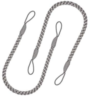 Hiastra Curtain Tiebacks Ropes, 2pcs Decorative Handmade Tie Backs Curtain Holdbacks Holders Cord for Window Sheer Drapes Indoor Outdoor, Grey