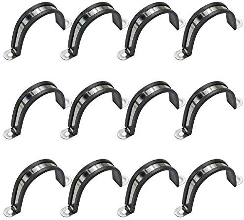 WYKA 12 Stück 110 mm, 2 Löcher, U-Tube-Klemme, gummigepolstertes isoliertes Rohrband, Edelstahl 304, Schlauchschelle für Kartensattel, Draht, Rohr, Kabelschellen, ID 110 mm