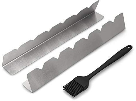 Venmark Shish Kebab Rack - Stainless Steel Elevated Holder for 6 Skewers - Prevents Skewers from Burning and Sticking to The Grill - Complete with Silicone Basting Brush