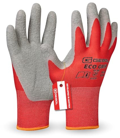 Gebol Eco Grip, 1 Paar Arbeitshandschuhe mit Latex-Crinkle-Beschichtung, Feuchtigkeitsabweisend, Montage & Werkstatt, Nahtloser Polyester-Handschuh, für Herren,Gr. XXL/11