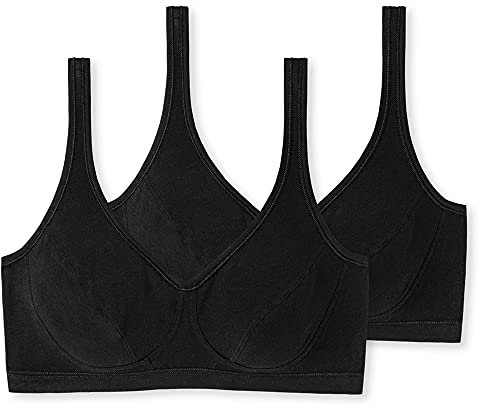 Schiesser Damen 2 Pack Cups Bio Baumwolle-95/5 Organic Bustier, schwarz_174927, 80B (2er Pack)