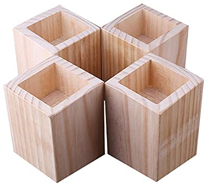 4er-Pack Möbelerhöher Massivholz Betterhöhung Möbelerhöhung Tischerhöher Elefantenfüße Bed Riser,Erhöht die Höhe der Möbelfüße,für Tischstühle,Betten,Sofas,Schränke,Last 1000kg (4x4x5cm)
